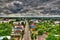 Panorama aerial view to Zaraysk from Old water tower , Moscow region, Russia