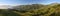 Panorama of Akaroa Harbour, New Zealand at Dawn.