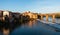 Panorama of Albi and the Pont Neuf in autumn, in the Tarn, in Occitanie, France