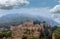 Panorama of the Alcazaba citadel from the roof of Malaga Cathedral, Malaga, Spain