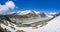 Panorama of the Aletsch glacier near Bettmeralp in the Swiss alps on a sunny day