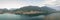 Panorama of all Lovere city and Iseo lake at sunrise
