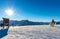 Panorama of the Alpine mountains in the afternoon in the ski resort of Ischgl, Austria