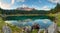 Panorama of Alps lake landscape with forrest mountain, Lago di C