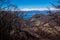 panorama on the Alps and Lake Maggiore from the Lombard pre-Alps, valley of woods and small villages