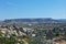 Panorama of amazing Cappadocia. Against the blue sky, a beautiful mountain with a wide flat top.