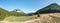 Panorama of amazing mountain landscape under blue sky