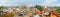 Panorama of the ancient Agra city. The famous mausoleum Taj Mahal in the background