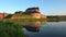 Panorama of the ancient fortress of Hameenlinna, early July morning. Finland