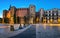 Panorama of Ancient Roman Gate and Placa Nova in the Morning