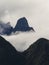 Panorama andes Cordillera Oriental mountain range landscape at Machu Picchu ruins Sacred Valley Cuzco Peru South America