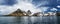 Panorama of Andrews Bay, South Georgia near Antarctica