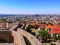 Panorama of Ankara - view from the wall of the Ankara castle. Cityscape of the Turkish capital - old residential buildings, modern