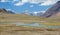 Panorama of Arabel-Suu river and lake. Kyrgyzstan