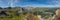 panorama of Arosa and mountain landscape from above in summer