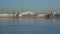 Panorama of the arrow of Vasilyevsky island. Sunny April morning. Saint Petersburg