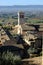 Panorama of the Assisi countryside with churches, houses and trees. From the top of the city you can enjoy a panoramic