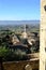 Panorama of the Assisi countryside with churches, houses and trees. From the top of the city you can enjoy a splendid view