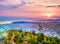 Panorama of Athens at sunset. Beautiful cityscape