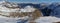 Panorama of Aure Valley in Hautes Pyrenees surrounded by mountain chain