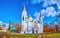 Panorama of autumn park and Transfiguration Cathedral, Chernihiv, Ukraine