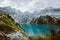 Panorama of the azure lake Oeschinensee. Swiss alps, Kandersteg