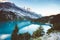 Panorama of the azure lake Oeschinensee. Swiss alps, Kandersteg