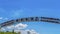 Panorama Back view of the towering welcome arch at the city of Ogden in Utah