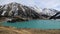 Panorama background of fairy amaizing beautifull nature lake landscape high in the mountains