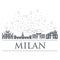 Panorama of the badges, icons, symbols of Italy. Objects are noble gray color. City of Milan.