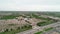 Panorama of Bahouddin Naqshband memorial complex near Bukhara filmed by drone cam on a cloudy day