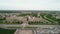 Panorama of Bahouddin Naqshband memorial complex near Bukhara filmed by drone cam on a cloudy day