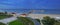 Panorama of Baltic Sea pier in Sopot at dusk