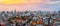 Panorama of Bangkok skyline at sunset, Thailand.