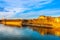 Panorama of the banks of the Garonne in autumn, at sunset, in Toulouse, Occitanie, France