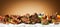 Panorama banner with assorted barbecued meat