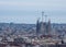 Panorama of Barcelona Spain featuring the construction of the Sagrada Familia Cathedral