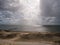 Panorama of beach of artificial island Marker Wadden and Markermeer lake, Netherlands