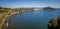 Panorama of beach and Corricella village on Procida Island in It