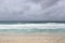 Panorama of beach at La Dique island, Seychelles