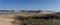 Panorama of beach Oualidia lagoon in same name village in Atlantic ocean coast, Morocco