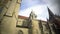 Panorama of beautiful cathedral in Gothic style, old European architecture