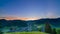 Panorama of beautiful skyline in a valley town, hills and peaceful MÃ¼nstertal