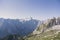 Panorama of beautiful snowy mountains Triglav, Julian Alps, Europe