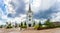 Panorama of beautiful white church in the midst of the valley and nature at Pak Chong Nakhon Ratchacima