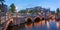 Panorama of beautifull Amsterdam canals with bridge, Holland