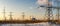 Panorama Beloyarsk nuclear power plant with power lines, Russia, Ural