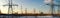 Panorama Beloyarsk nuclear power plant with power lines, Russia, Ural