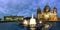 Panorama of the Berliner Dom and the Altes Museum in Berlin by night