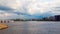 Panorama of the Big Obukhovsky bridge over the Neva river, Saint-Petersburg, Russia